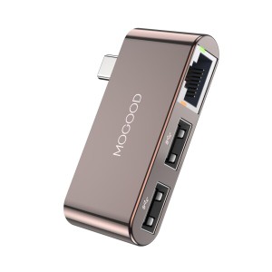 MOGOOD USB Cハブ LANアダプター 2ポートUSB 2.0ハブ USB Type C to RJ45 100Mbps MacBook Pro/Air、iPad Pro、Surfaceノートパソコン、C