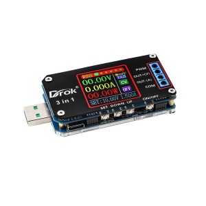 DROK USB電圧レギュレータ DC 3.5V-15V から DC 0.6V-30V 2A 15W 昇圧降圧コンバータ 5V 3v 12v 24v 降圧電源モジュール 電流計メーター 