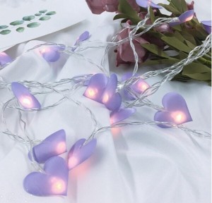 (アクアミー) イルミネーション ハート型 LED ストリングライト クリスマス 結婚式 電飾 飾り 屋内用 電池式 (紫 5m50灯)