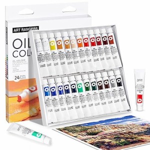 LIGHTWISH 油絵の具 学習油絵セット 24色 x 12ml キャンバス絵画用の豊富な顔料油ベースの絵の具、初心者、学生、大人向けの非毒性の油絵