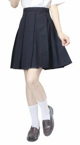 (Sharphon) 制服 スカート 黒 無地 ミニスカート ライン ハイウエスト プリーツスカート スクールスカート