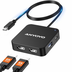 ANYOYO 6-IN-1 USB ハブ Type-C 2*HDMI出力 ドッキングステーション 2*4K60Hz ドッキングステーション hdmi 2つ 2*USB A 3.0+1*USB C 3.0