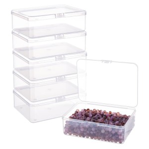 BENECREAT 6個長方形小物収納ケース プラスチックケース 14.4x10.8x4.7cm ビーズ収納ケース パーツ収納ボックス 小物収納ボックス クリア