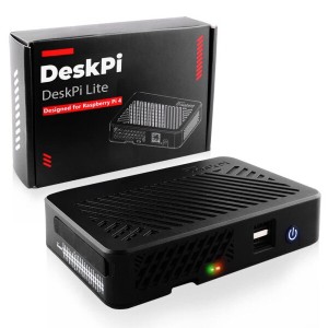 GeeekPi DeskPi LiteケースRaspberry Pi 4ケース、電源ボタン付き/PWMファン付きヒートシンク/デュアルフルサイズHDMI /エクストラ2 USB