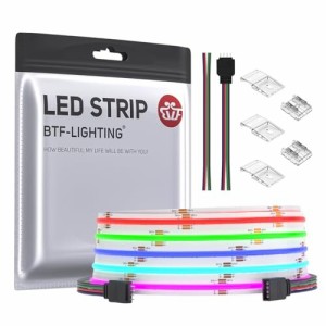 BTF-LIGHTING FCOB COB RGB LEDテープライト 高密度 フレキシブル LEDテープライト 5M 576LEDs/m 4PIN RGB 幅10mm ストリップライト DC24