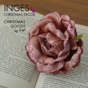 クリスマスツリー 飾り オーナメント ドイツ INGE-GLAS GOODS レトロ ローズクリップ [1] ピンク 12cm［700001559-1］