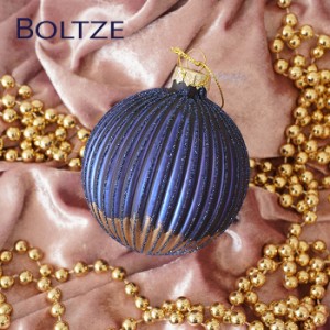 クリスマス ツリー 飾り オーナメント ボール BOLTZE レトロ ガラスボール プリシア 1個入 [3] 8cm ダークブルー 青［2027120］