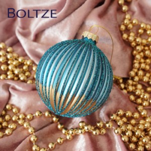 クリスマス ツリー 飾り オーナメント ボール BOLTZE レトロ ガラスボール プリシア 1個入 [4] 8cm ライトブルー 青［2027120］