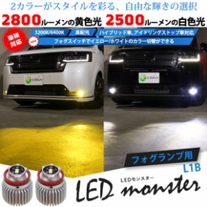 L1B LED monster 2Colors L2800 フォグランプキット バルブ フォグスイッチ 2色切り替え 黄色2800lm/3200K 白色2500lm/6400K 38-E-1