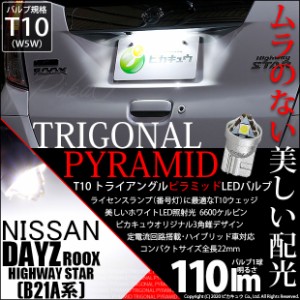 ニッサン デイズ ルークスハイウエイスター (B21A 前期) 対応 LED ライセンスランプ用LEDバルブ T10 ライセンス専用トライアングルピラミ