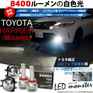 トヨタ ハリアー (60系 後期) 対応 LED MONSTER L8400 ガラスレンズ フォグランプキット 8400lm ホワイト H16 36-C-1