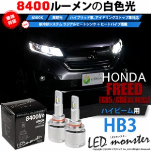 ホンダ フリード (GB5/GB6) ハロゲンロービームヘッドライト装着車 対応 LED MONSTER L8400 ハイビームキット 8400lm ホワイト 6300K HB3