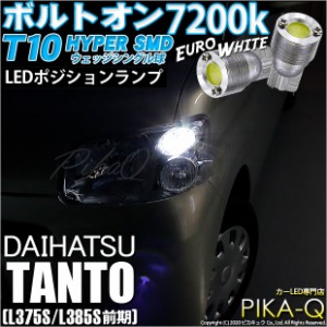 ダイハツ タント (L375S/L385S 前期) 対応 LED T10 ポジションランプ用LED ボルトオンHYPER SMDウェッジシングルLED球 2球 ユーロホワイ