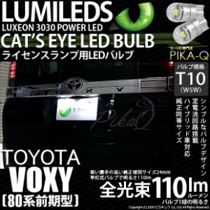 トヨタ ヴォクシー (80系 前期) 対応 LED ライセンスランプ T10 Cat's Eye 110lm ホワイト 6200K 2個 ナンバー灯 3-B-5