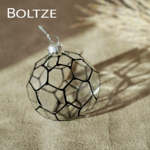 クリスマス ツリー 飾り オーナメント BOLTZE ガラスボール メリン 幾何学模様 1個入 [2] 8cm ブラック 正六角［2023473］