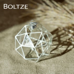 クリスマス ツリー 飾り オーナメント BOLTZE ガラスボール メリン 幾何学模様 1個入 [4] 8cm ライトグレー 三角［2023473］