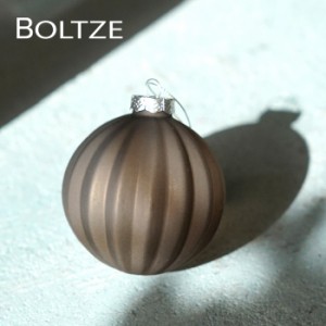 クリスマス ツリー 飾り オーナメント BOLTZE ガラスボール ベンテ ストライプ 縦縞 1個入 [2] 8cm ココアブラウン［2023496］