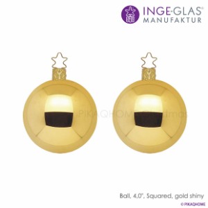 クリスマスツリー 飾り オーナメント ボール セット 北欧 INGE-GLAS MANUFAKTUR インカゴールド シャイニー 10cm 2個入［10004T072］