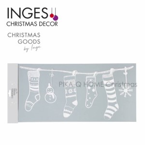 クリスマスツリー オーナメント INGE-GLAS GOODS ウインドウステッカー 靴下 ガーランド 窓飾り ホワイト 49cm［700001420］