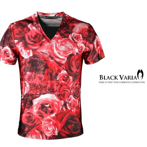 Tシャツ 半袖 Vネック 花柄 バラ柄 薔薇 日本製 ストレッチ(レッド赤) bv05の通販はau Wowma!（ワウマ） - ブラックバリア