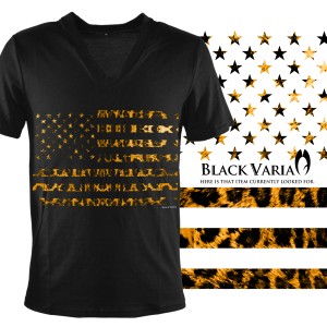 メール便可/1枚まで Tシャツ 半袖 Vネック 星条旗 星 国旗 アメリカ USA アメリカン ヒョウ 豹 メンズ(ブラック黒ブラウン茶) zkk050