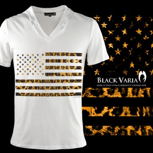 メール便可/1枚まで Tシャツ 半袖 Vネック 星条旗 星 国旗 アメリカ USA アメリカン ヒョウ 豹 メンズ(ホワイト白ブラウン茶) zkk050