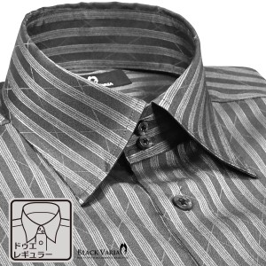 サテンシャツ ドレスシャツ ドゥエボットーニ ストライプ柄 レギュラーカラー 日本製 ジャガード メンズ(グレー灰シルバー銀) 191850
