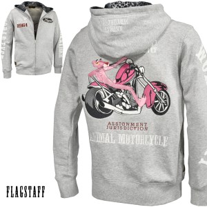 PINK PANTHER ピンクパンサー コラボ パーカー 長袖 メンズ スウェット ジップアップ mens(グレー灰) 493023