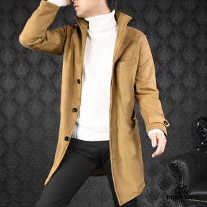 ロングコート イタリアンカラー フェイクスウェード メンズ ロング丈 mens(ベージュ茶) 165153