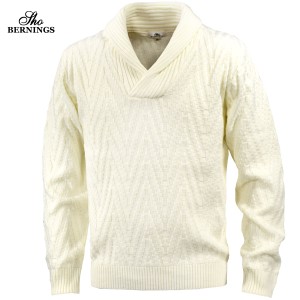 ニット ヘリンボーン柄 ショールカラー メンズ セーター 長袖 ジャガード ニットセーター mens(ホワイト白) 411453