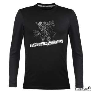 メール便可/1枚まで Tシャツ 長袖 クルーネック ナイトライダー 堕天使 バーニングホース モノトーン 細身(ブラック黒) crzkh163ls