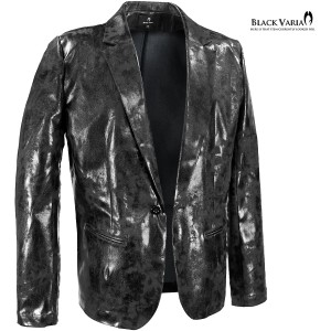 ジャケット テーラードジャケット ブラックデニム ムラ プリント メンズ 日本製 1釦 mens(ブラック黒) 212704