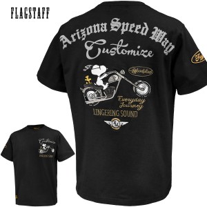 スヌーピー SNOOPY Tシャツ 半袖 クルーネック mens メンズ バイク アメカジ(ブラック黒) 422061