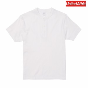 United Athle Tシャツ 半袖 ヘンリーネック 5.6オンス スポーツ 厚手 無地 スポーツ ダンス シンプル メンズ(ホワイト白) 500401