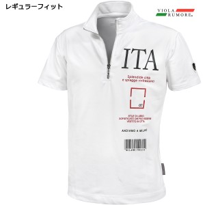VIOLA rumore ヴィオラ ビオラ Tシャツ 半袖 ハーフジップ メンズ mens ファッション(ホワイト白) 31307
