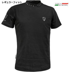 VIOLA rumore ヴィオラ ビオラ Tシャツ 半袖 モックネック 襟プリント シンプル メンズ mens(ブラック黒) 31319