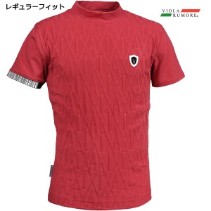 VIOLA rumore ヴィオラ ビオラ Tシャツ 半袖 モックネック ジャガード メンズ mens(レッド赤) 31320