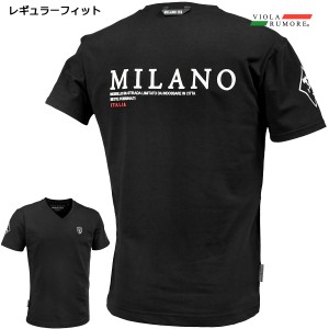 VIOLA rumore ヴィオラ ビオラ Tシャツ 半袖 Vネック バックプリント ロゴ メンズ mens(ブラック黒) 31315