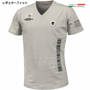 VIOLA rumore ヴィオラ ビオラ Tシャツ 半袖 Vネック プリント バーコード ロゴ メンズ mens(グレージュ灰) 31316