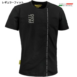 VIOLA rumore ヴィオラ ビオラ Tシャツ 半袖 クルーネック ロゴテープ パイピング メンズ mens(ブラック黒) 31324