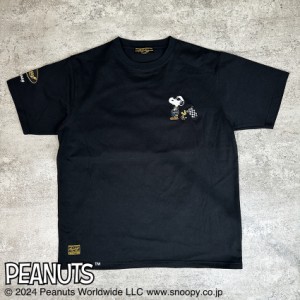 スヌーピー SNOOPY Tシャツ 半袖クルーネック mens メンズ バイク バイカー ライド アメカジ ファッション(ブラック黒) 442062