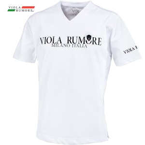 VIOLA rumore ヴィオラ ビオラ Tシャツ 半袖 Vネック シートPT オーバーステッチ メンズ mens(ホワイト白) 42322