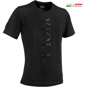 VIOLA rumore ヴィオラ ビオラ Tシャツ 半袖 クルーネック ラインストーン メンズ mens(ブラック黒) 42324