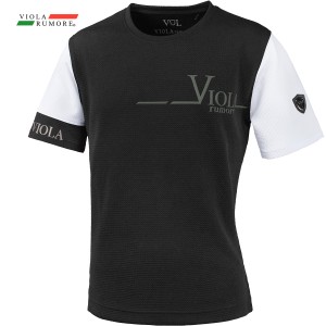 VIOLA rumore ヴィオラ ビオラ Tシャツ 半袖 クルーネック ロゴPT メンズ(黒ブラック白袖) 42325