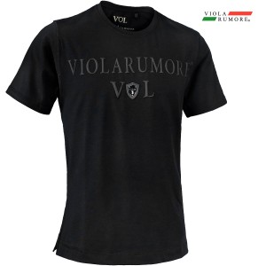 メール便可/1枚まで VIOLA rumore ヴィオラ ビオラ Tシャツ 半袖 クルーネック ロゴPT オーバーステッチ メンズ(ブラック黒) 42326