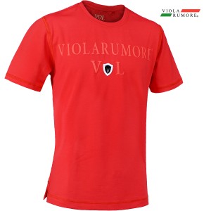 VIOLA rumore ヴィオラ ビオラ Tシャツ 半袖 クルーネック ロゴPT オーバーステッチ メンズ mens(レッド赤) 42326