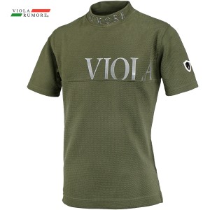 VIOLA rumore ヴィオラ ビオラ Tシャツ 半袖 モックネック 襟ロゴ メンズ mens(カーキ緑) 42327