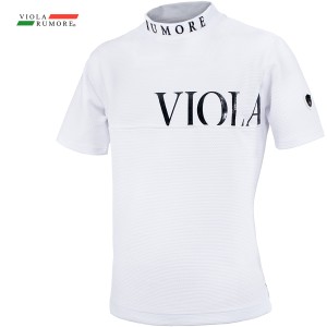 VIOLA rumore ヴィオラ ビオラ Tシャツ 半袖 モックネック 襟ロゴ メンズ mens(ホワイト白) 42327