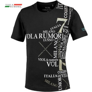 VIOLA rumore ヴィオラ ビオラ Tシャツ 半袖 クルーネック ロゴPT メンズ(ブラック黒) 42332