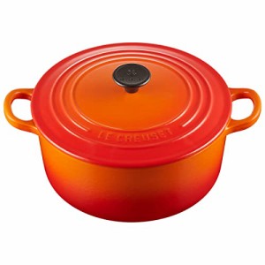 ル・クルーゼ(Le Creuset) 鋳物 ホーロー 鍋 両手鍋 無水鍋 鉄鍋 ココット・ロンド 24 cm オレンジ ガス IH オーブン 食洗器 対応 【日本